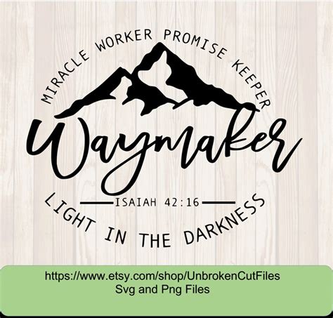 Waymaker Svg Miracle Worker Promise Keeper My God Etsy