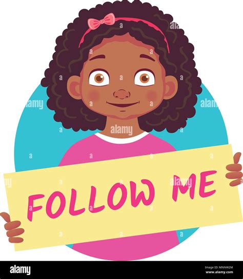 Follow Me Banner African Or Afro American Girl Holding Poster Follow