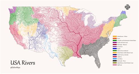 Python Maps On Twitter Usa Rivers This Map Shows The Rivers Of The
