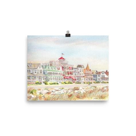 Cape May Promenade Fine Art Print From Watercolor Painting By Pamela