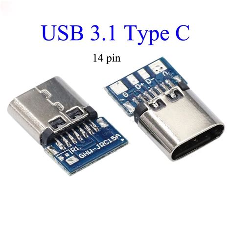 10pcs Usb 3 1 Type C Connector 14 Pin Female Socket Receptacle Through Holes Pcb 180 Vertical