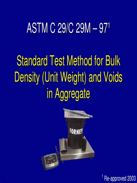 Astm C29 Slide Set Calibration Density