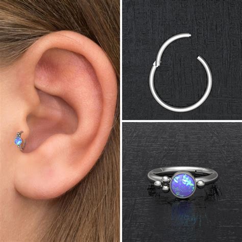Forward Helix Earring Titanium Opal Tragus Earring G G Cartilage