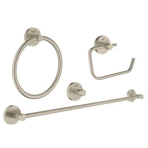 Grohe Essentials Master 4 In 1 Bathroom Accessory Set Brushed Nickel