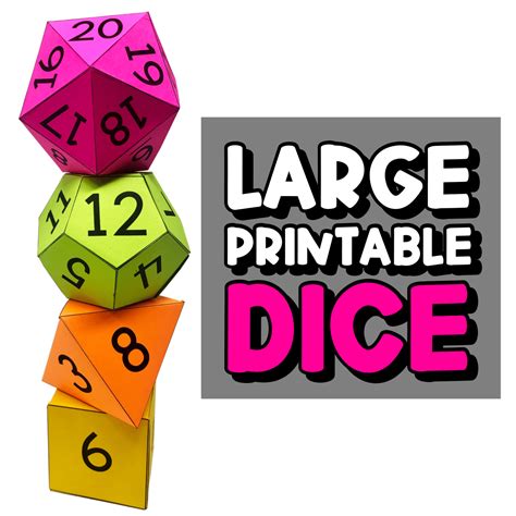 My Math Resources Large Printable Dice Templates