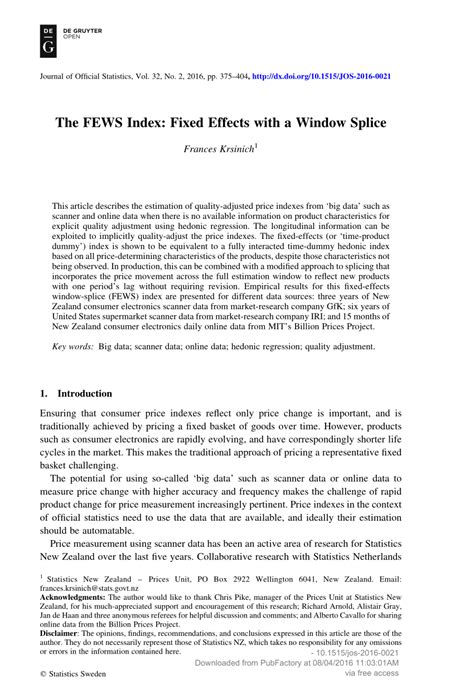 Pdf The Fews Index Fixed Effects With A Window Splice