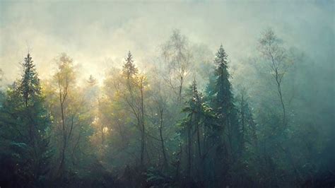 Premium Photo Mystical Forest Landscape In Autumn Morning Fog Scenery