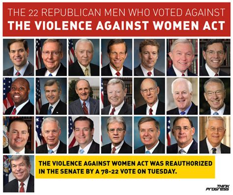 22 Republican Senators Voted Against The Violence Against Women Act Grayson County Democratic