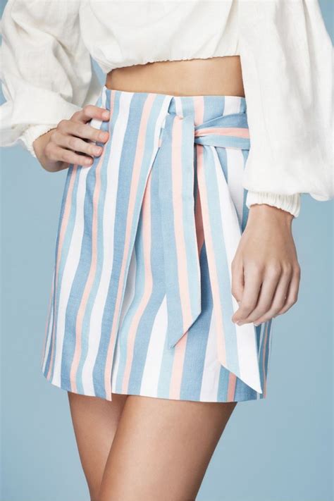 Instinct Skirt Pale Blue Stripe Finders Keepers Bnkr Skirts
