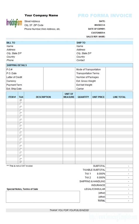 Proforma Invoice Xls Invoice Template Ideas