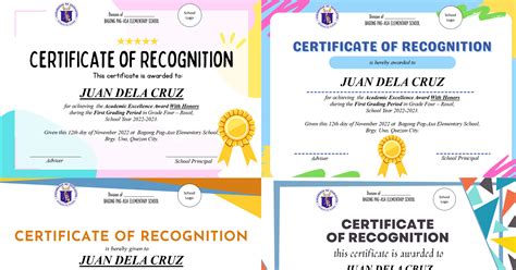 Award Certificates Sy 2022 2023 Editable Templates Deped Click
