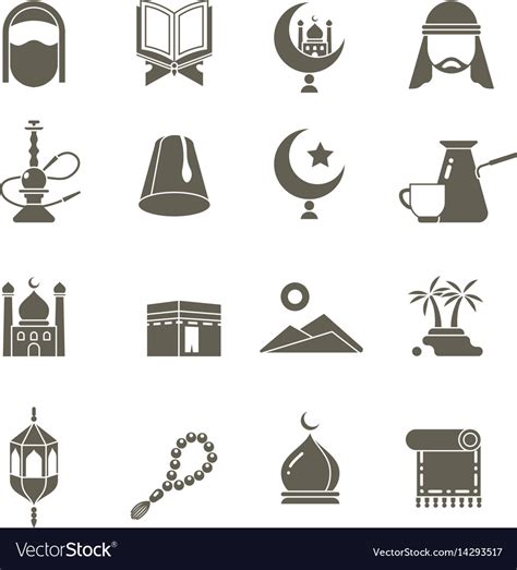 Muslim Islamic Middle East Religion Icons Vector Image