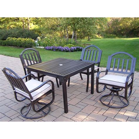 Oakland Living Rochester 5 Piece Swivel Patio Dining Set With Cushions