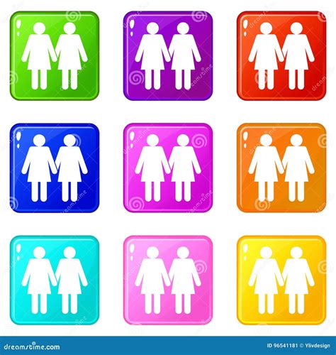 two girls lesbians set 9 stock vector illustration of bisexual 96541181