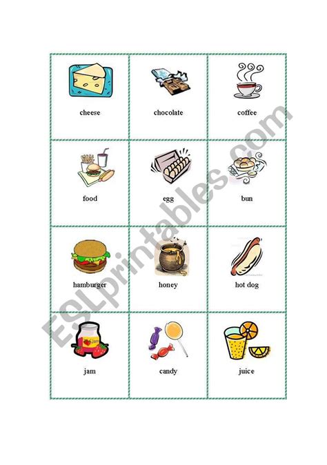 Picture Dictionary Food 1 Esl Worksheet By Kaca