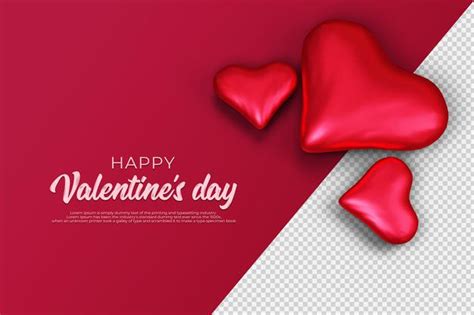 Free Psd Happy Valentines Day With 3d Rendering Transparent