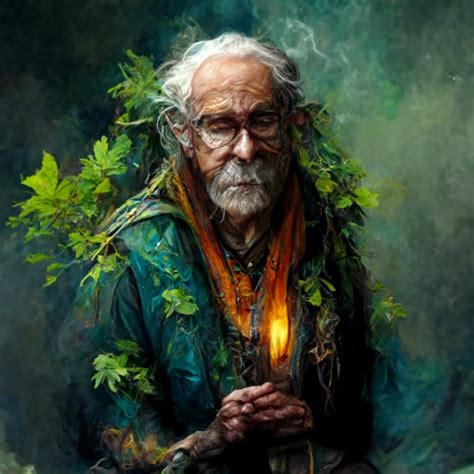 Elderly Male Druid Infused With The Elements Man Midjourney Openart