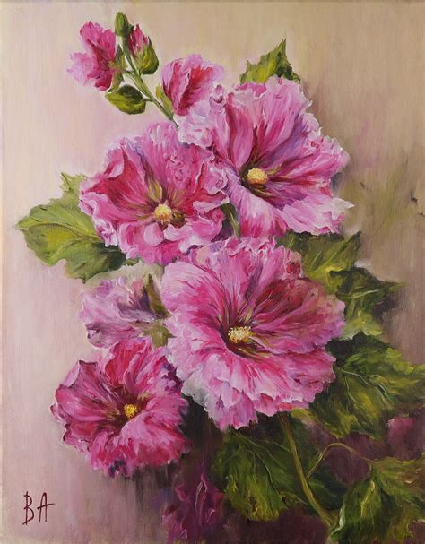 Oil Painting Pink Flowers Painting By Alla Vasilkova