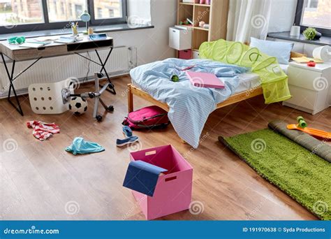 Messy Home Or Kid`s Room With Scattered Stuff Stock Photo Image Of