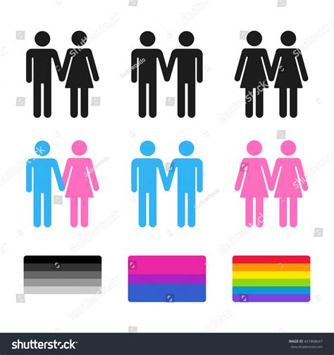 Heterosexual Homosexual Couple Symbols Pride Flags Image Vectorielle
