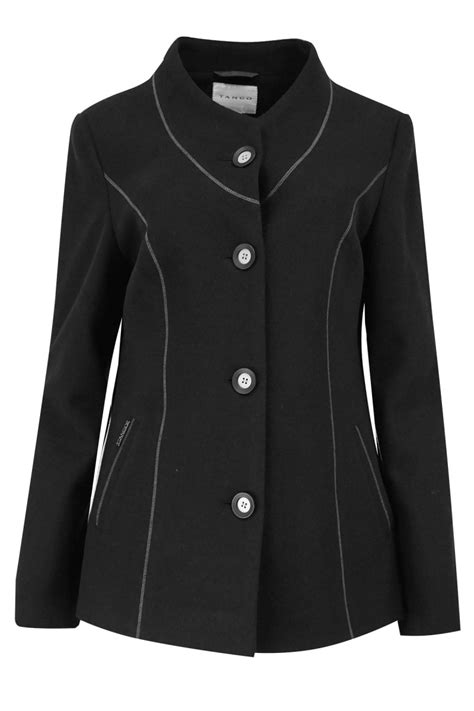 Krótki płaszcz damski z wełną model Nina kolor czarny