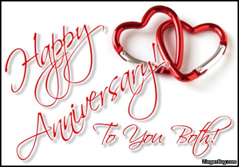 Happy Anniversary To You Both Linked Hearts Glitter Graphic Greeting