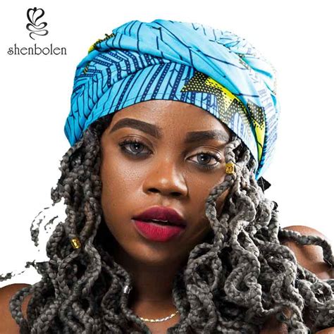 Shenbolen Ankara Headwrap Women African Traditional Headtie Scarf Polyester 72x22 In Africa