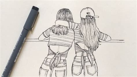 How To Draw Best Friends Easy Step By Friends Sketch Bff