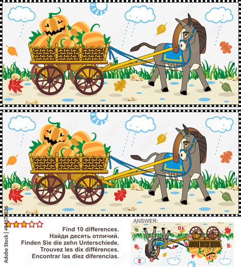 Halloween Autumn Or Harvest Themed Visual Puzzle Find The Ten
