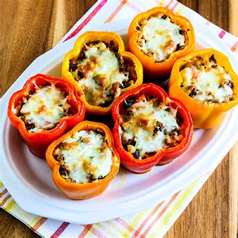 Southwestern Cauliflower Rice Stuffed Peppers Kalyns Kitchen