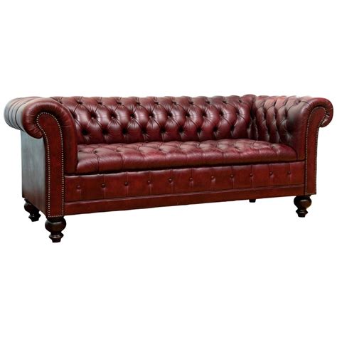 Vintage Baker Oxblood Red Leather Chesterfield Sofa At 1stdibs