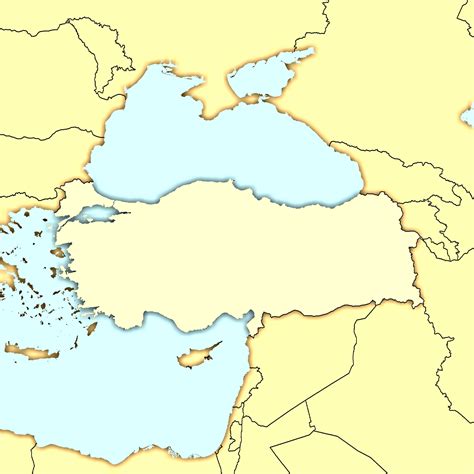 Detailed political map of turkey with relief. Blank Map Of Turkey