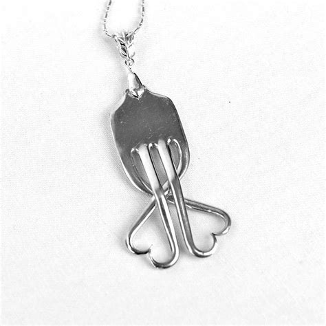 Fork Jewelry Inspirational Double Heart Necklace Silverware Jewelry