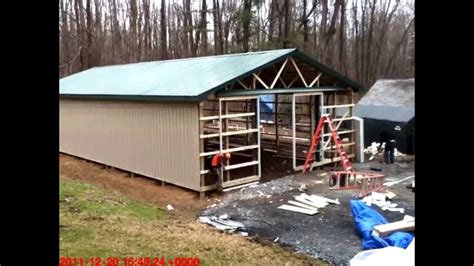 Walls are going up at the mad county build. Pole Barn Construction - YouTube