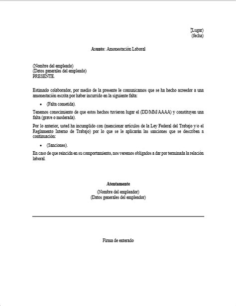 Modelo De Memorandum De Amonestación Por Incumplimiento De Funciones