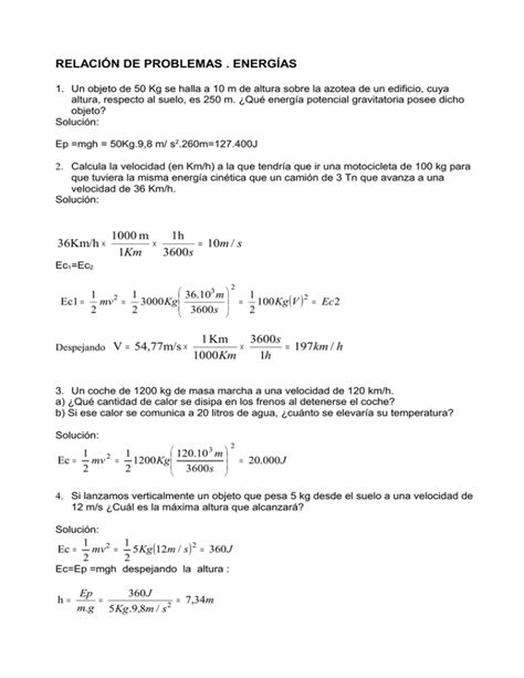 Solución ejercicios variados sobre calor y Energias parte 1