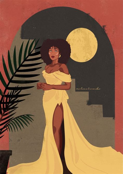Kamilah Black Beauty African Illustration Women Portrait Art Black Women Bohemian Vintage