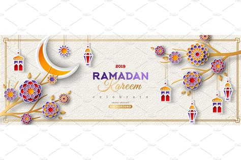 Ramadan Kareem Horizontal Banner Decorative Illustrations Creative