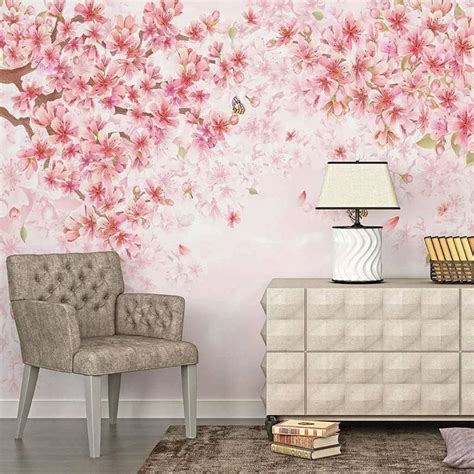 Custom Mural Wallpaper Nordic Style Romantic Cherry Blossom Bvm Home