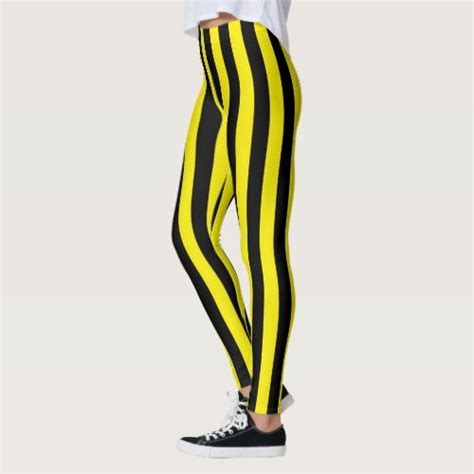 Vertical Black And Yellow Stripes Leggings White Ts Elegant Diy