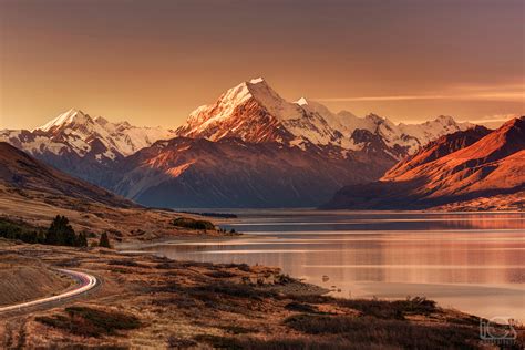 Download Mountain Road Landscape Lake Pukaki Glacier Glacier National Park Sunset New Zealand