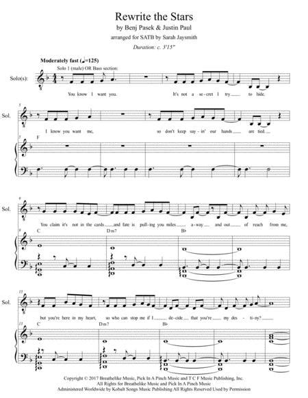 Rewrite The Stars Satb By Benj Pasek And Justin Paul Arranged By