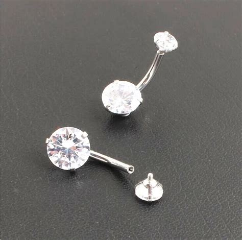 Pcs Surgical Steel Double Cz Sex Navel Belly Ring Button Bar