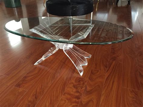 Mid Century Coffee Table With Lucite Base And Glass Top Modernism