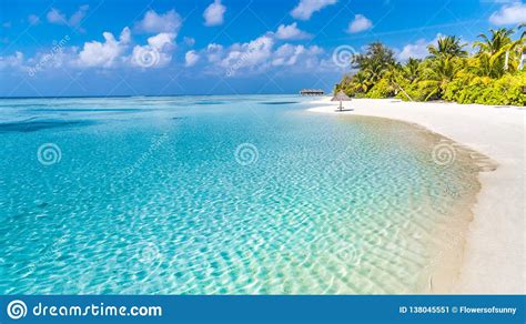 Perfect Tranquil Beach Scene Soft Sunlight And White Sand And Blue