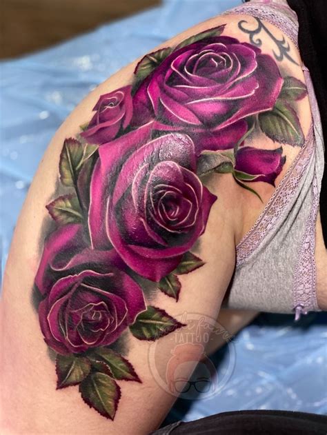 Realistic Purple Roses Cover Up Tattoo Rose Tattoos For Women Purple