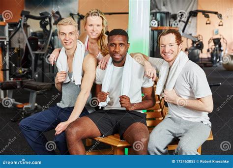 Friends After Workout In The Fitness Center Stock Image Image Of