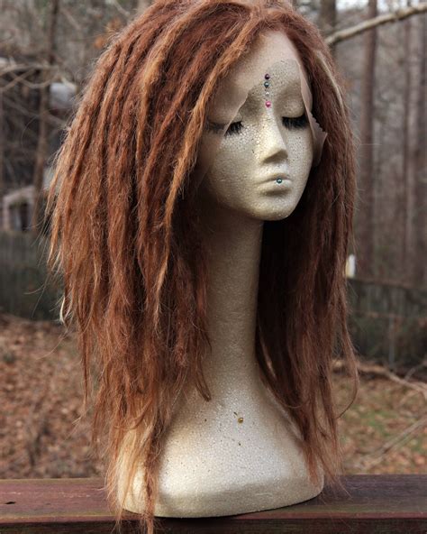 Honey Brown And Blonde Synthetic Lace Front Dreadlock Wig Synthetic Dreads Double Ended