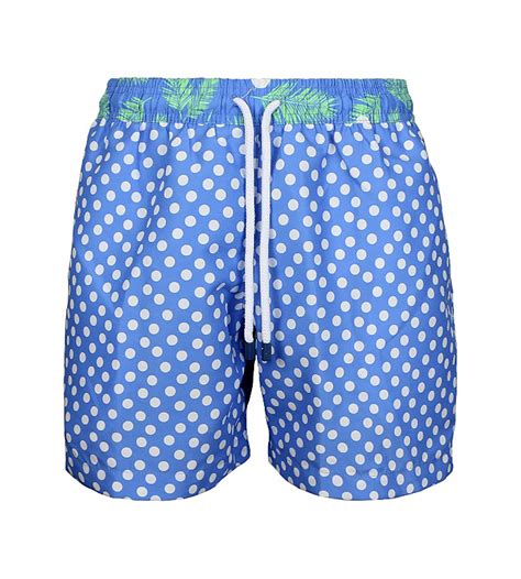 Man Swim Shorts In Blue Mixed Print Swim Short Dots Classic Palmacea