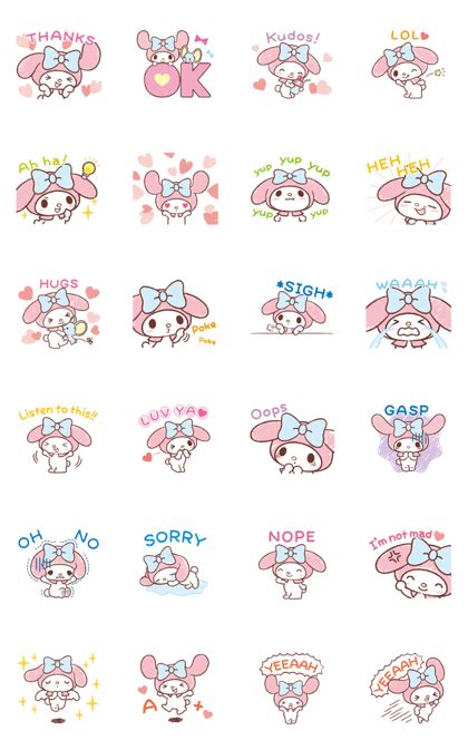 Line Official Stickers My Melody Easygoing Cuteness Emoji Stickers